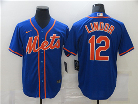 New York Mets #12 Francisco Lindor Royal/Orange Cool Base Jersey