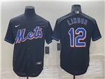New York Mets #12 Francisco Lindor Black Cool Base Jersey