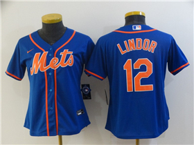 New York Mets #12 Francisco Lindor Women's Royal/Orange Cool Base Jersey