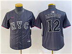 New York Mets #12 Francisco Lindor Graphite Youth 2024 City Connect Limited Jersey
