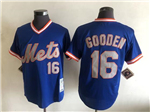 New York Mets #16 Dwight Gooden Throwback Blue Pullover Jersey