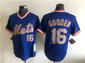 New York Mets #16 Dwight Gooden Throwback Blue Pullover Jersey