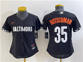 Baltimore Orioles #35 Adley Rutschman Women's Black 2023 City Connect Jersey