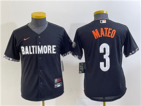 Baltimore Orioles #3 Jorge Mateo Youth Black 2023 City Connect Jersey