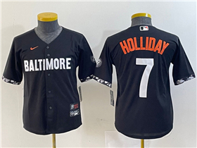 Baltimore Orioles #7 Jackson Holliday Youth Black City Connect Jersey