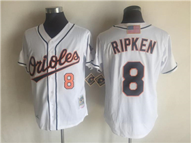 Baltimore Orioles #8 Cal Ripken Jr Throwback White Jersey