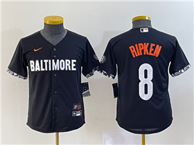 Baltimore Orioles #8 Cal Ripken Jr Youth Black 2023 City Connect Jersey