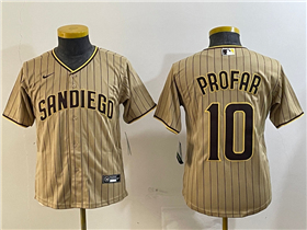 San Diego Padres #10 Jurickson Profar Youth Gray Pinstripe Jersey