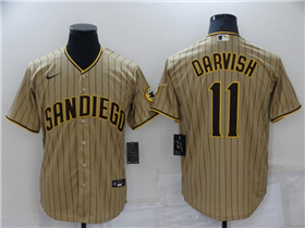 San Diego Padres #11 Yu Darvish Gray Pinstripe Cool Base Jersey