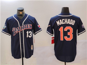 San Diego Padres #13 Manny Machado Throwback Navy Jersey