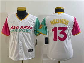 San Diego Padres #13 Manny Machado Youth White 2022 City Connect Jersey