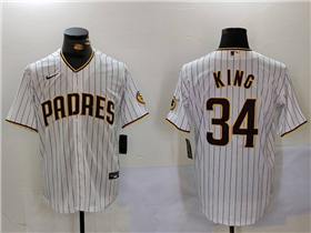 San Diego Padres #34 Michael King White Pinstripe Limited Jersey