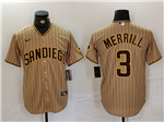 San Diego Padres #3 Jackson Merrill Gray Pinstripe Limited Jersey