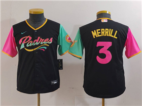 San Diego Padres #3 Jackson Merrill Youth Black City Connect Jersey