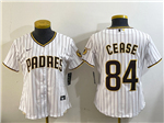 San Diego Padres #84 Dylan Cease Women's White Pinstripe Limited Jersey