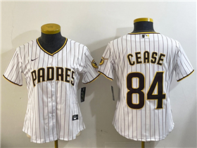 San Diego Padres #84 Dylan Cease Women's White Pinstripe Limited Jersey