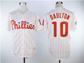 Philadelphia Phillies #10 Darren Daulton 1993 White Pinstripe Throwback Jersey