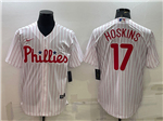 Philadelphia Phillies #17 Rhys Hoskins White Jersey