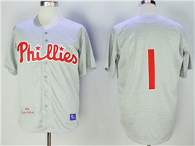 Philadelphia Phillies #1 Richie Ashburn 1950 Throwback Gray Jersey