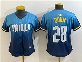 Philadelphia Phillies #28 Alec Bohm Women's Blue 2024 City Connect Limited Jersey