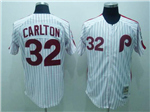 Philadelphia Phillies #32 Steve Carlton 1976 Throwback White Pinstripe Jersey