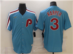 Philadelphia Phillies #3 Bryce Harper Light Blue Cooperstown Collection Jersey