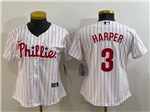 Philadelphia Phillies #3 Bryce Harper Women's White Jersey