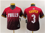 Philadelphia Phillies #3 Bryce Harper Youth Red 2024 City Connect Limited Jersey