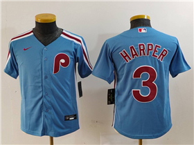 Philadelphia Phillies #3 Bryce Harper Youth Light Blue Jersey