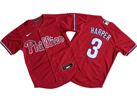 Philadelphia Phillies #3 Bryce Harper Youth Red Jersey