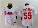 Philadelphia Phillies #55 Ranger Suarez Youth White Limited Jersey