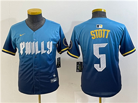 Philadelphia Phillies #5 Bryson Stott Youth Blue 2024 City Connect Limited Jersey