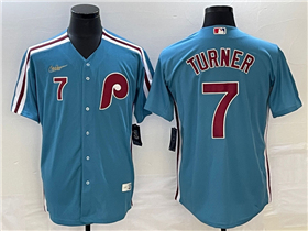 Philadelphia Phillies #7 Trea Turner Light Blue Cooperstown Collection Jersey