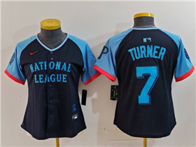 National League #7 Trea Turner Women's Navy 2024 MLB All-Star Game Limited Jersey