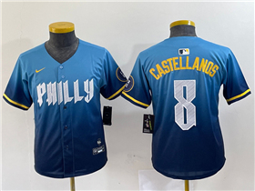 Philadelphia Phillies #8 Nick Castellanos Youth Blue 2024 City Connect Limited Jersey