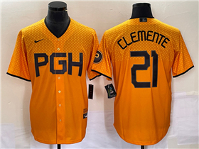 Pittsburgh Pirates #21 Roberto Clemente Gold 2023 City Connect Jersey