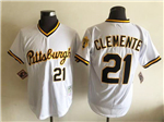 Pittsburgh Pirates #21 Roberto Clemente Throwback White Pullover Jersey