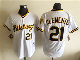 Pittsburgh Pirates #21 Roberto Clemente Throwback White Pullover Jersey