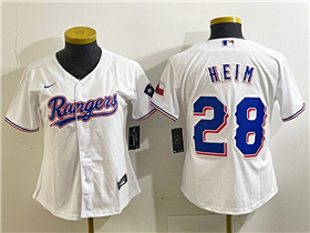Texas Rangers #28 Jonah Heim Women's White Cool Base Jersey