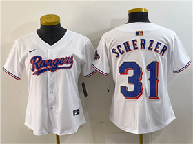 Texas Rangers #31 Max Scherzer Women's White 2024 Gold Collection Limited Jersey