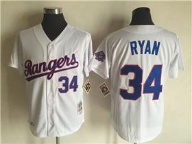 Texas Rangers #34 Nolan Ryan 1993 Throwback White Jersey