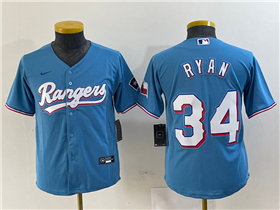 Texas Rangers #34 Nolan Ryan Youth Light Blue Limited Jersey