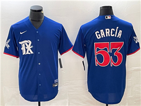 Texas Rangers #53 Adolis Garcia Royal 2023 City Connect Jersey