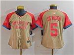 American League #5 Corey Seager Women's Cream 2024 MLB All-Star Game Limited Jersey