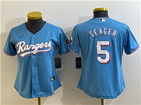 Texas Rangers #5 Corey Seager Women's Light Blue Cool Base Jersey