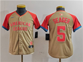 American League #5 Corey Seager Youth Cream 2024 MLB All-Star Game Limited Jersey