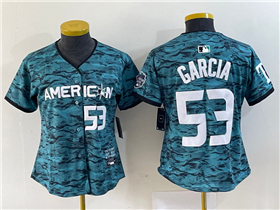 American League Texas Rangers #53 Adolis Garcia Women's Teal 2023 MLB All-Star Game Jersey