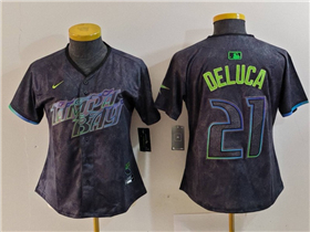 Tampa Bay Rays #21 Jonny DeLuca Women's Charcoal 2024 City Connect Limited Jersey