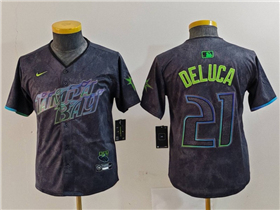 Tampa Bay Rays #21 Jonny DeLuca Youth Charcoal 2024 City Connect Limited Jersey