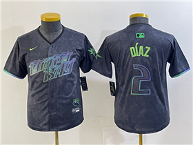 Tampa Bay Rays #2 Yandy Diaz Youth Charcoal 2024 City Connect Limited Jersey